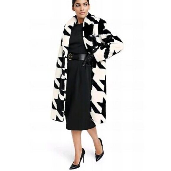 Sergio Hudson X Target Luxury Faux Fur Houndstooth‎ Plush Swing Coat Size 4X - Picture 4 of 12